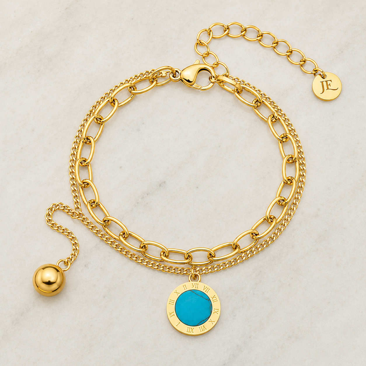 Roman Turquoise Charm Bracelet