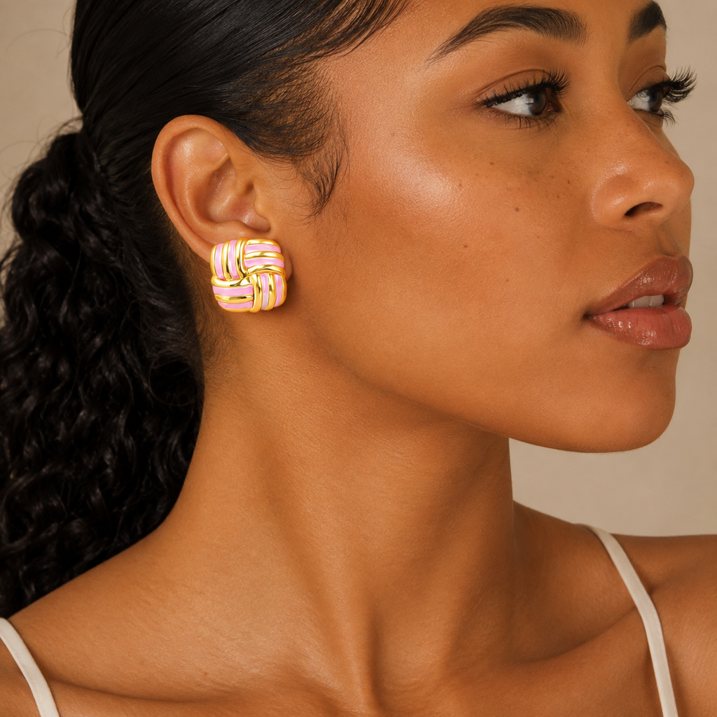 Pink Woven Luxe Earrings