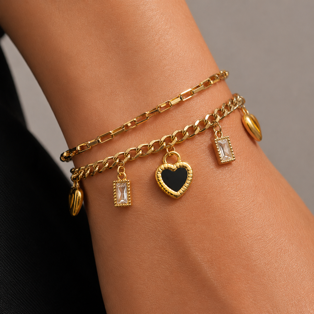 Dual Heart Charm Bracelet