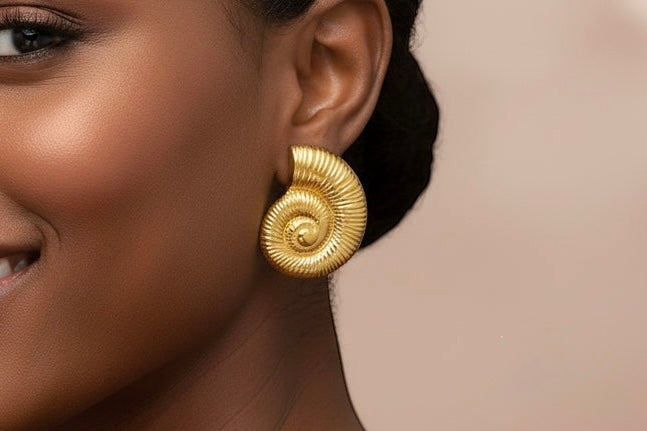 Golden Seashell Stud Earrings