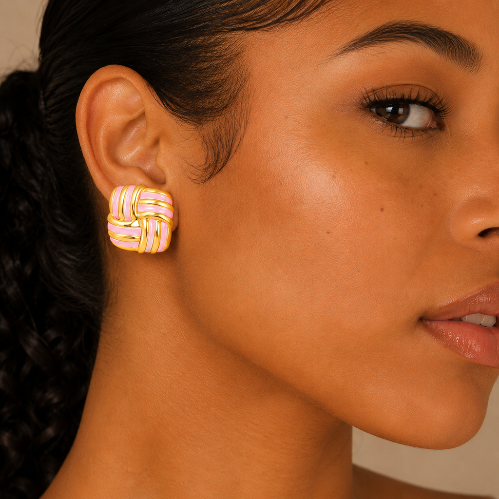 Pink Woven Luxe Earrings