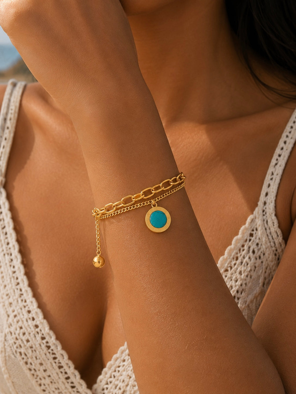 Roman Turquoise Charm Bracelet