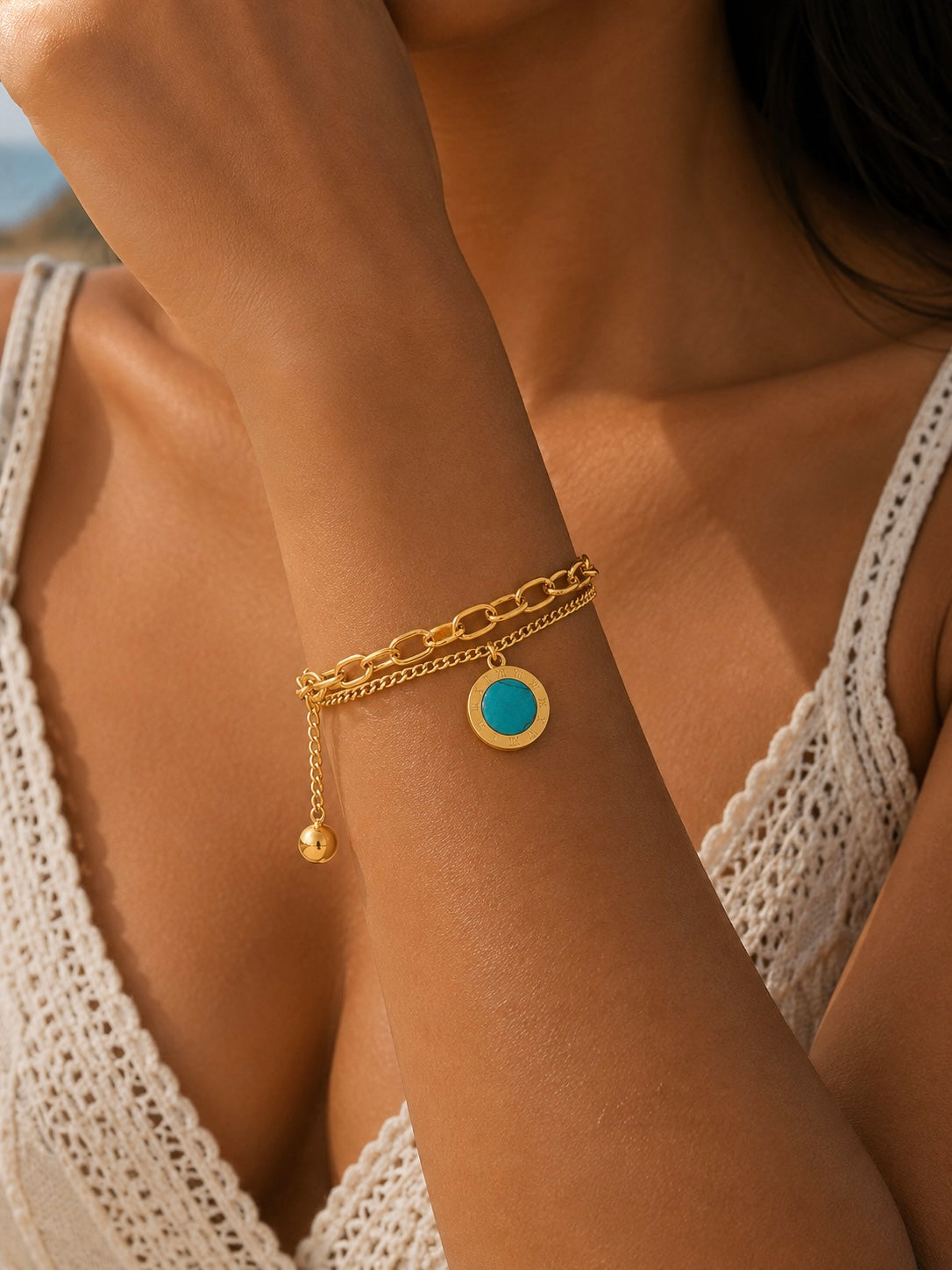 Roman Turquoise Charm Bracelet