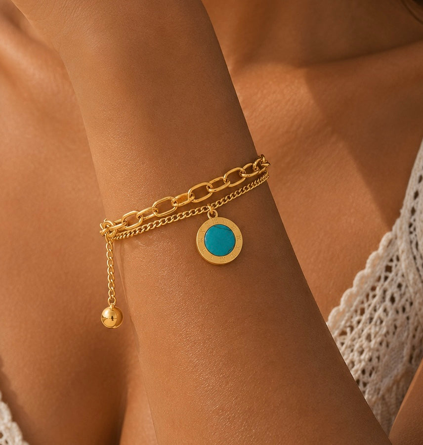 Roman Turquoise Charm Bracelet
