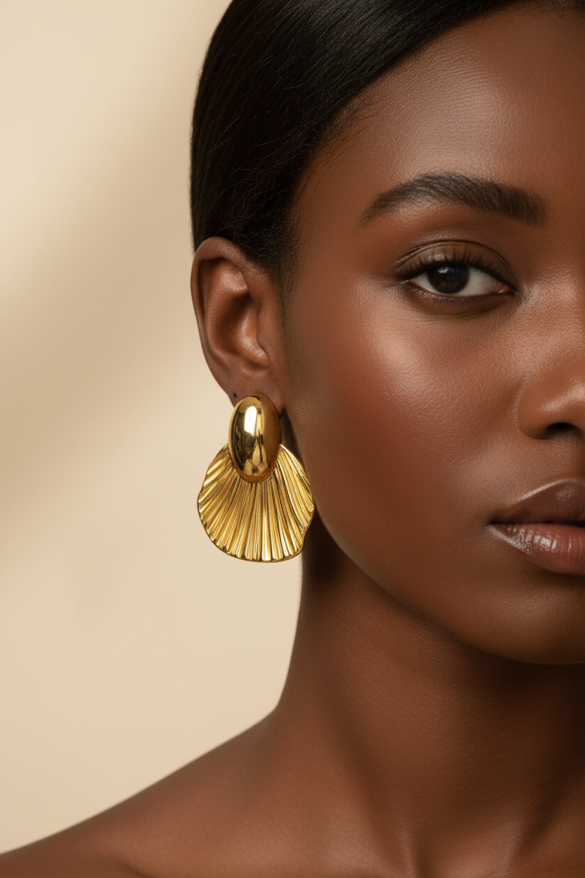 Golden Fan Earrings