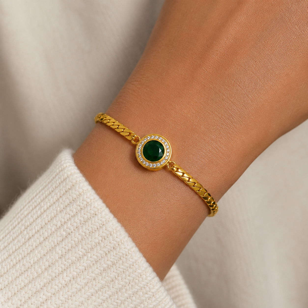 Emerald Halo Bracelet