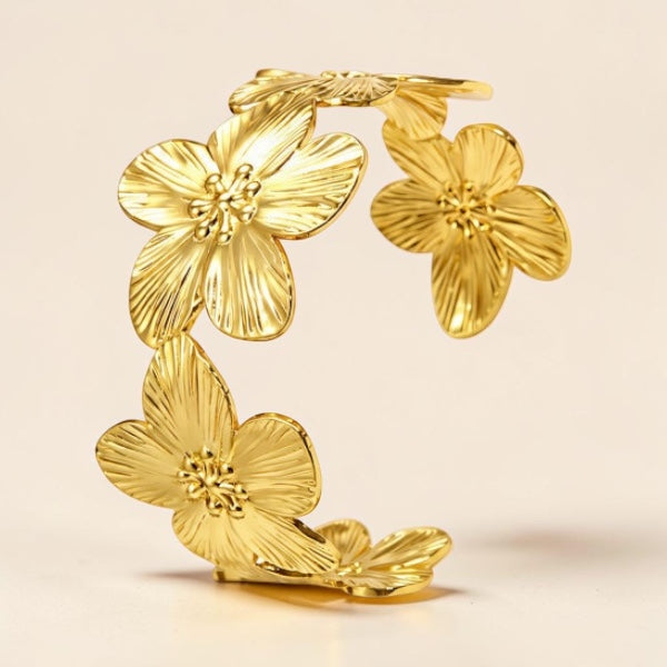 Golden Blossom Cuff Bracelet