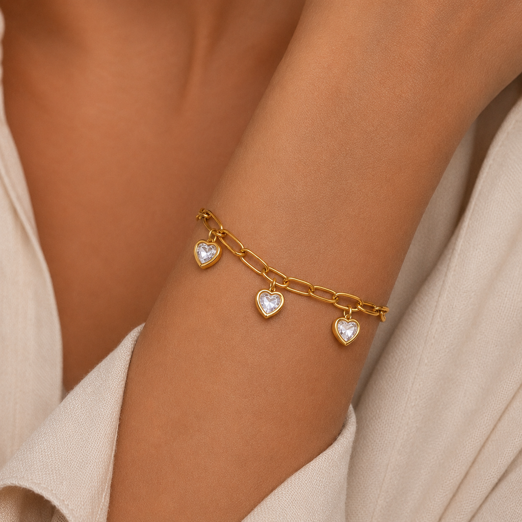 Emerald Heart Charm Bracelet