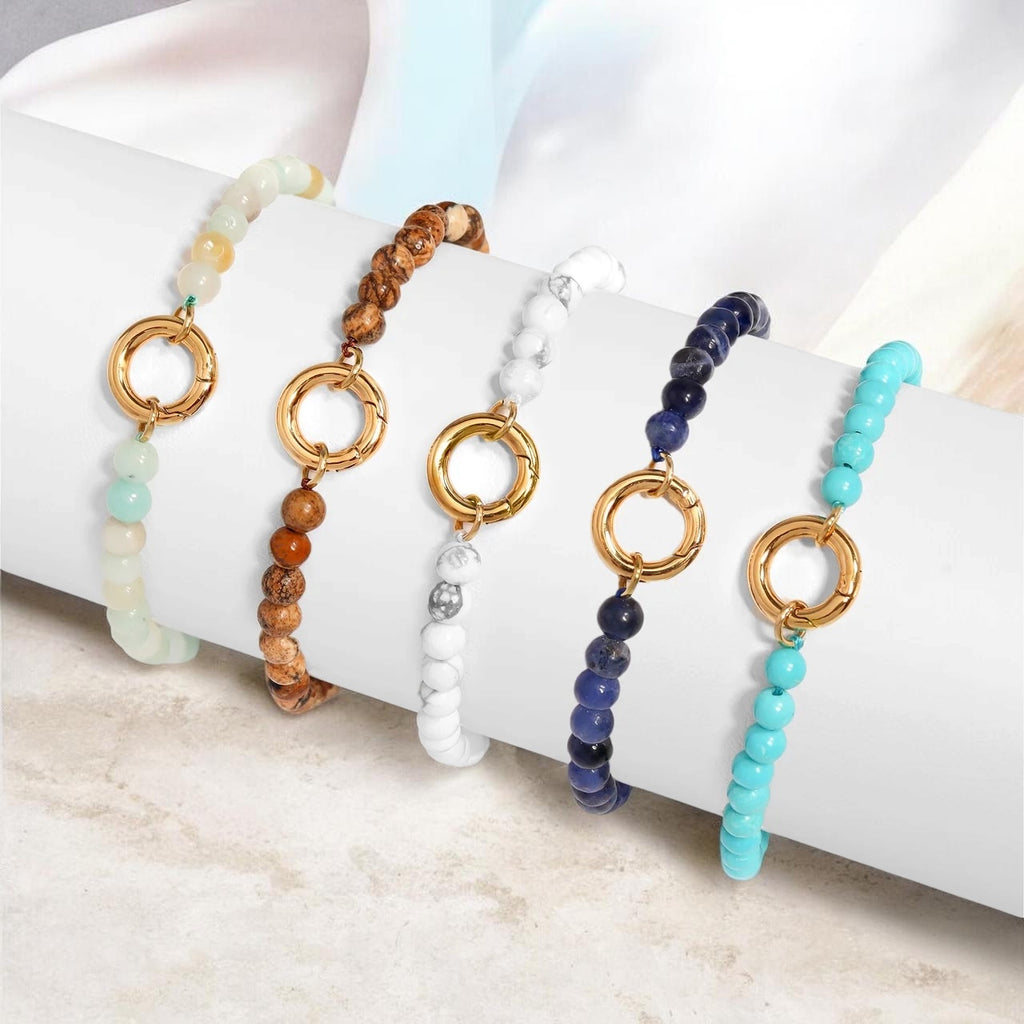Natural Stone Charm Keeper Bracelet