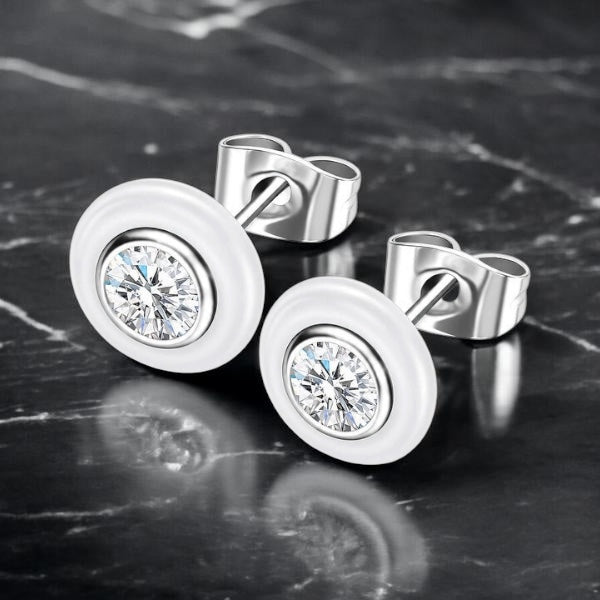 Crystal Ceramic Stud Earrings