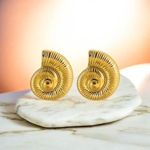 Golden Seashell Stud Earrings