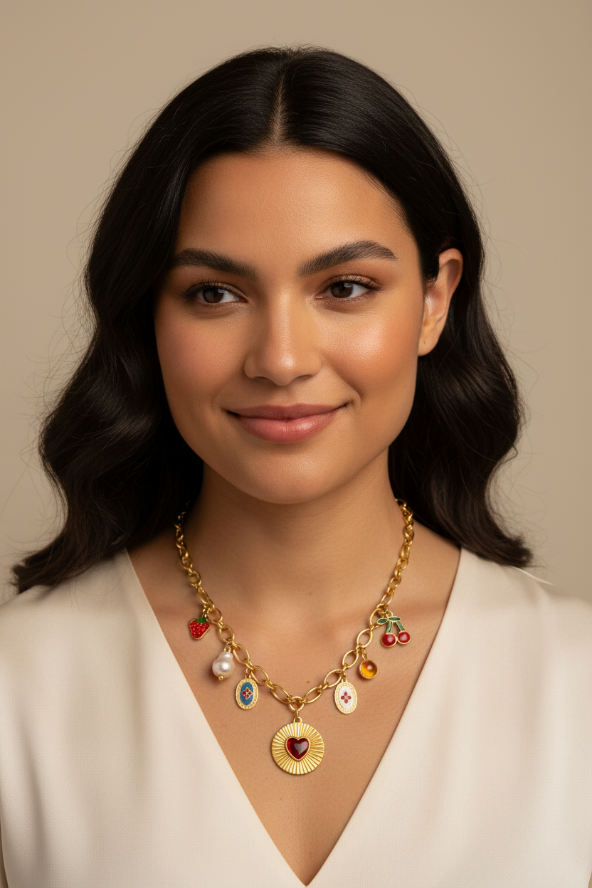 Golden Amour Charm Necklace