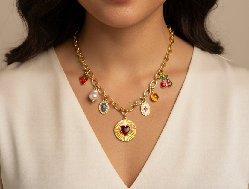 Golden Amour Charm Necklace