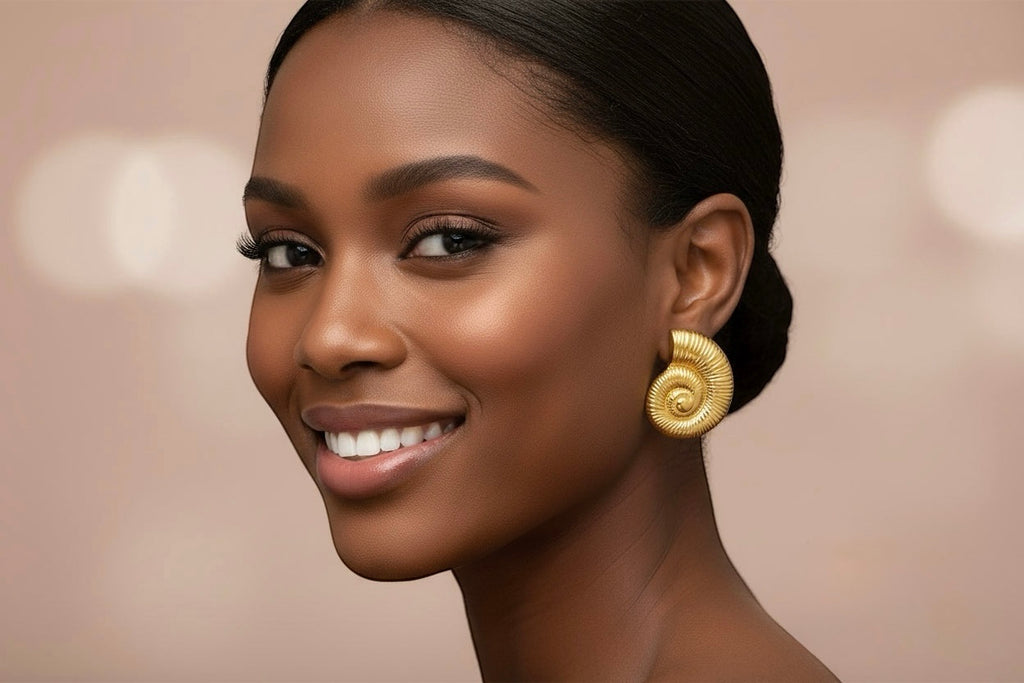 Golden Seashell Stud Earrings